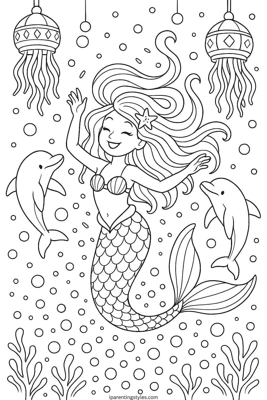 🧜‍♀️ Dive into Creativity: Free Mermaid Coloring Sheets for Kids "Page 8"