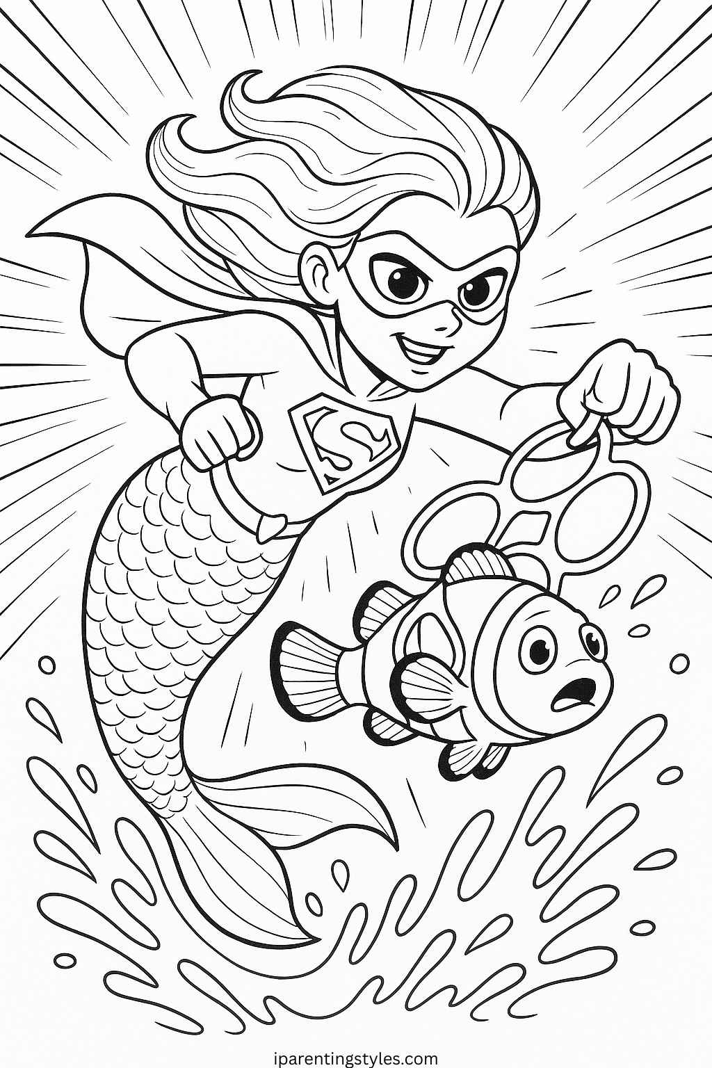 🧜‍♀️ Splash of Imagination: Free Mermaid Coloring Sheets for Little Artists "Page 8"