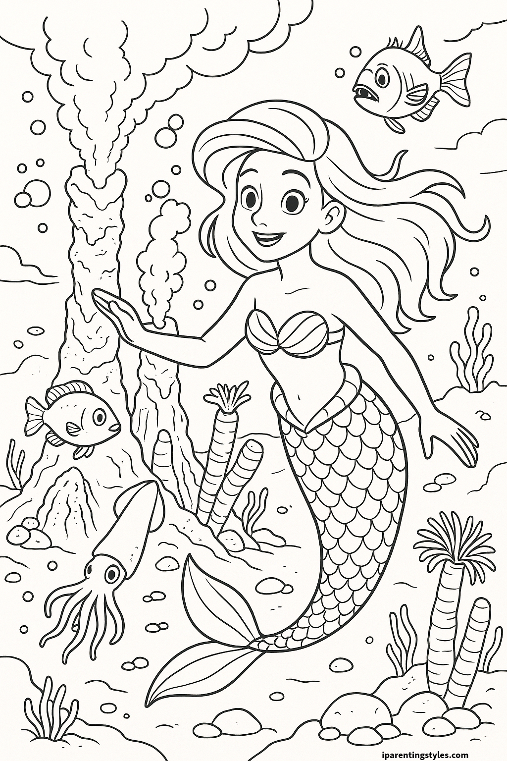 🧜‍♀️ Magical Marine Dreams: Printable Mermaid Coloring Sheet Collection "Sheet 9"