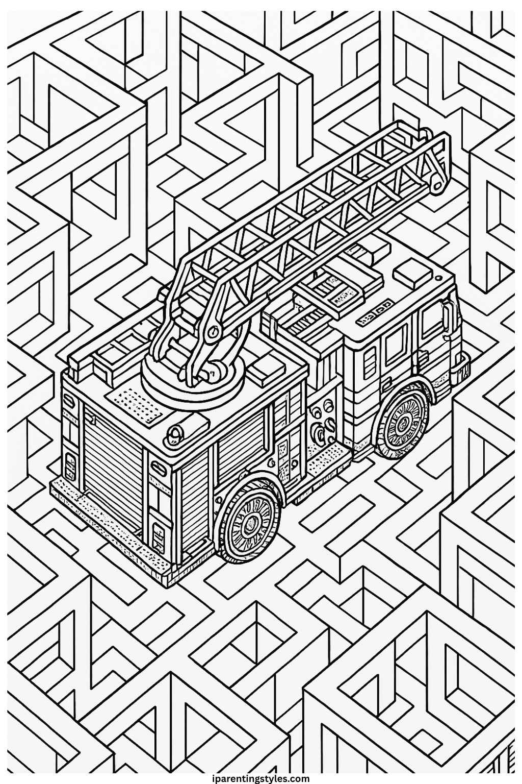 🚒 Ultimate Fire Truck Coloring Sheet Collection: Rescue Rigs Ready for Color "Sheet 9"
