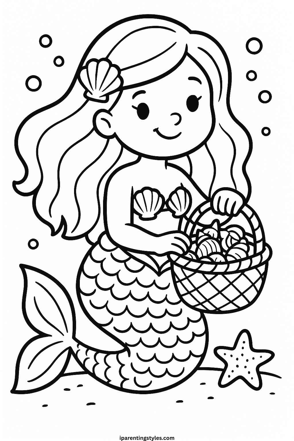 🧜 Magical Seas: Printable Mermaid Coloring Sheet Collection "Page 9"