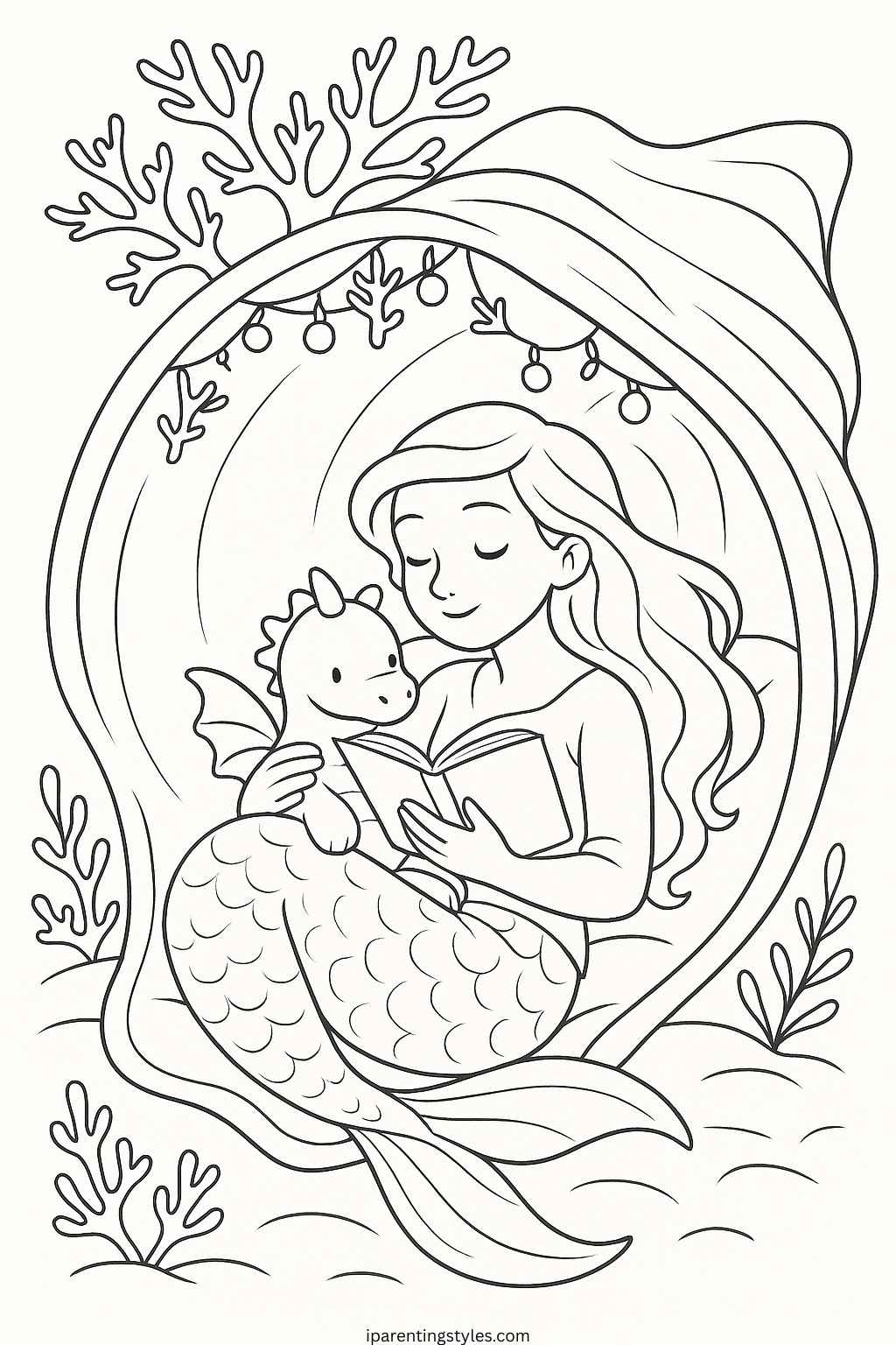 🧜‍♀️ Dive into Creativity: Free Mermaid Coloring Sheets for Kids "Page 9"