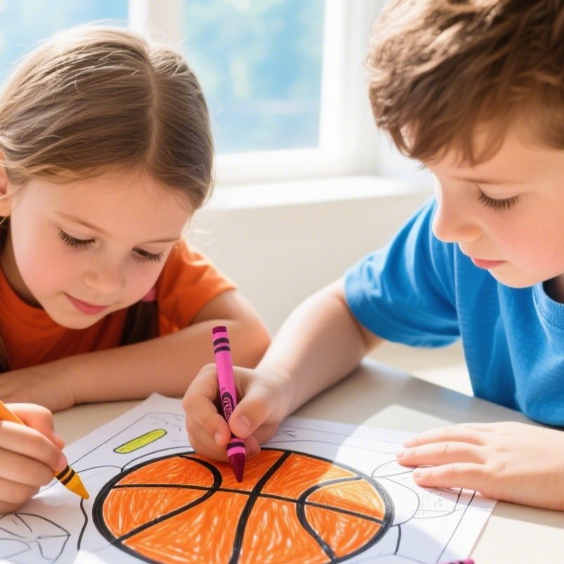 10 Adorable Basketball-Themed Coloring Pages for Kids! 🏀✨